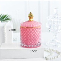 Medium Pink & Gold Geo Jar 8.5x14cm