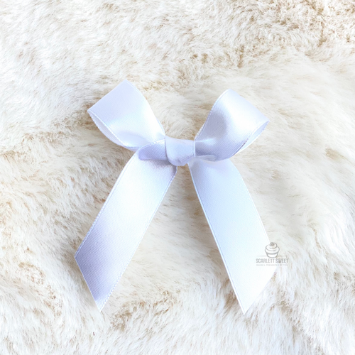 8cm Satin Bow WHITE 01 