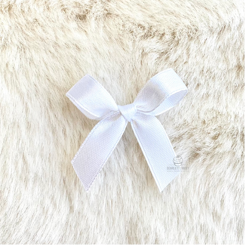 4cm Satin Bow WHITE 01 