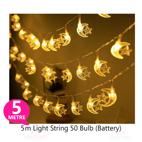 5Metre Moon Star Acrylic Light String (Warm White)