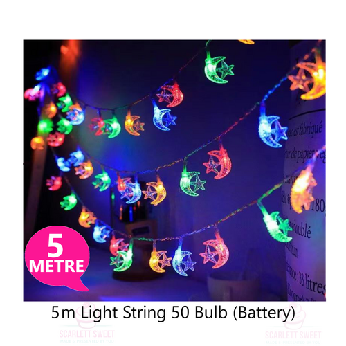 5Metre Moon Star Acrylic Light String (Colourful)