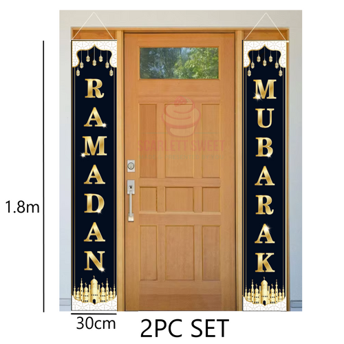 RAM Blk/Gold Vertical Banner 30x180cm 2PC SET