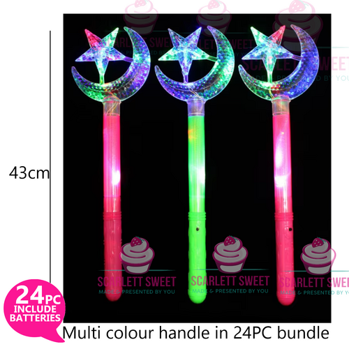 Moon Star LED Light Up Wand 24PC 