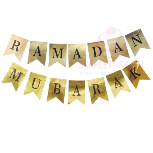 Ramadan Mubarak Gold Banner Black Print