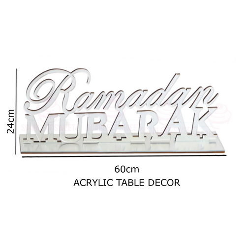 Ramadan Silver Acrylic Plaque Stand 60cm