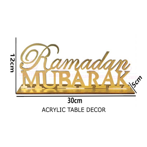 Ramadan Gold Acrylic Plaque Stand 30cm