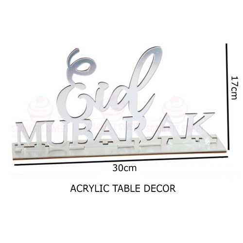 Eid Silver Acrylic Plaque Stand 30cm