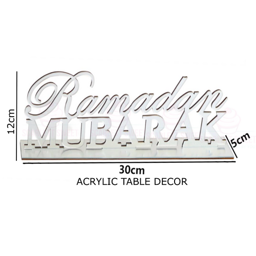 Ramadan Silver Acrylic Plaque Stand 30cm