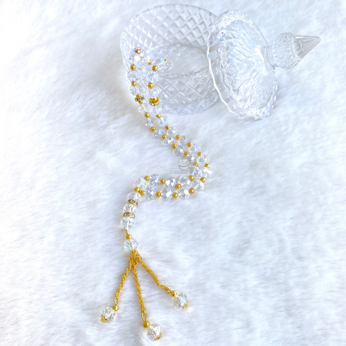 36cm Crystal Prayer Bead 33 Clear Gold 12PC