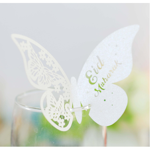 EID Paper White Butterfly 9cm 120Pc