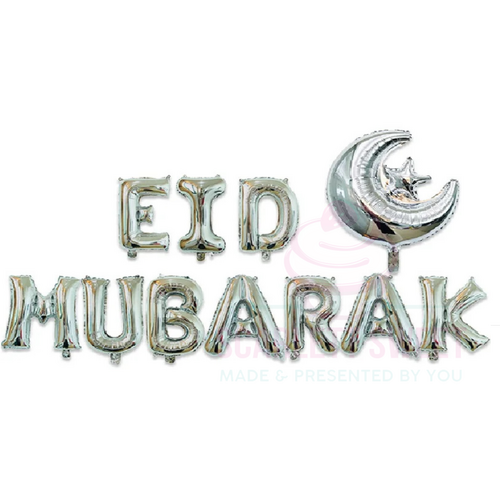 EID Silver Foil Balloon Banner 11PC