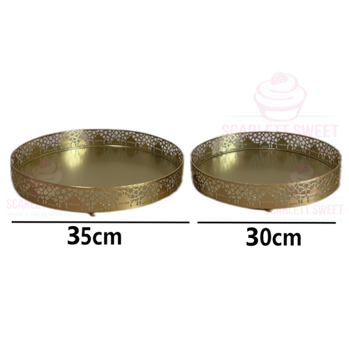 Gold Metal Tray Mosque Edge 30/35cm 2PC SET