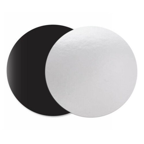 5'' Round White/Black 3mm Cake Board