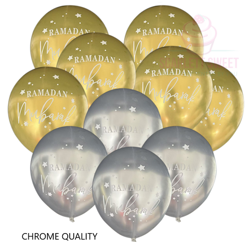 Ram Chrome Balloons Gold/Silver 12'' 10PC