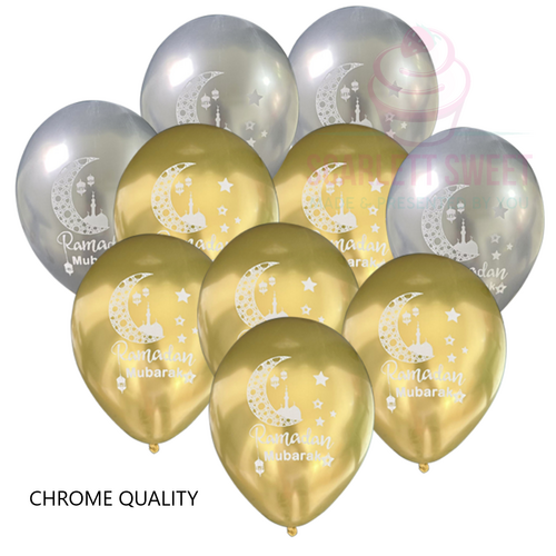 Ram Chrome Balloons Gold/Silver 12'' 10PC