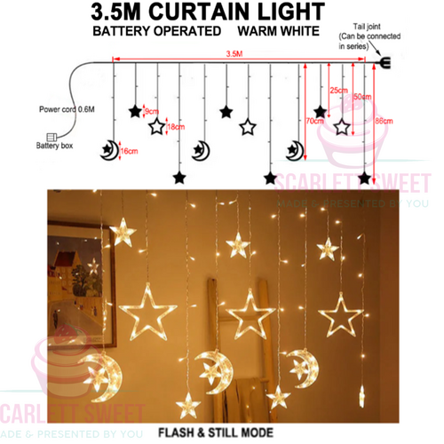 3.5mx80cm Curtain Light Battery (Warm White)