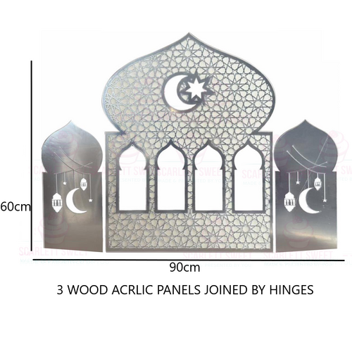 Luxury Masjid Wood & Acrylic SILVER 90cmx60cm TALL