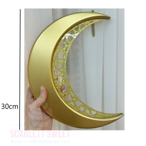 Hanging Gold Wooden Moon 30cm