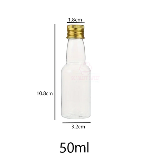 50ml Long Neck Bottle Gold Lid 12PC