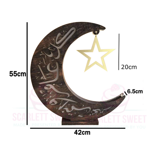 Dark Moon Crescent LED & Acrylic Star 55cm