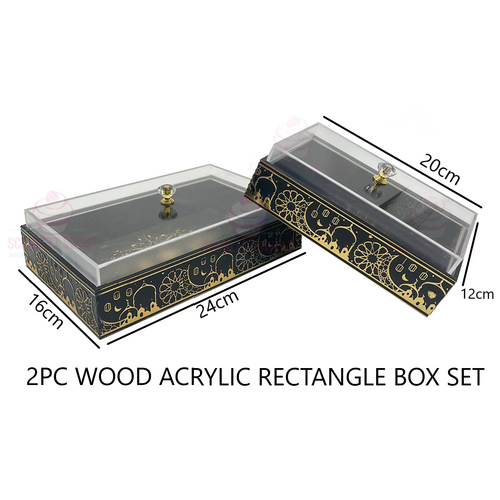 Black Gold Rectangle Gift Box 16/20cm 2PC SET 