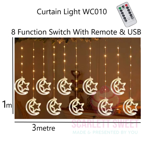 3mx1m Curtain Light USB & Remote (Warm White)