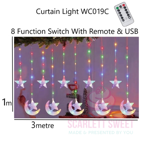 3mx80cm Curtain Light USB & Remote (Colourful)