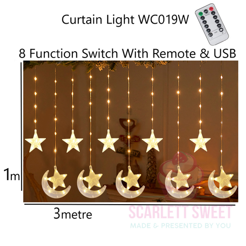 3mx80cm Curtain Light USB & Remote (Warm White)