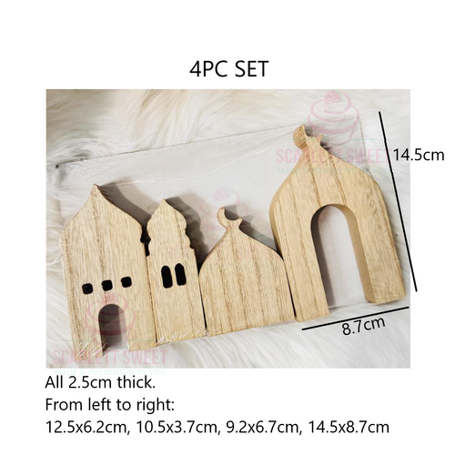 Wooden Mosque 12.5cm SET 4PC 