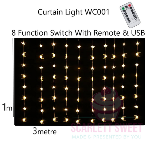 3mx1m Curtain Light USB & Remote (Warm White)